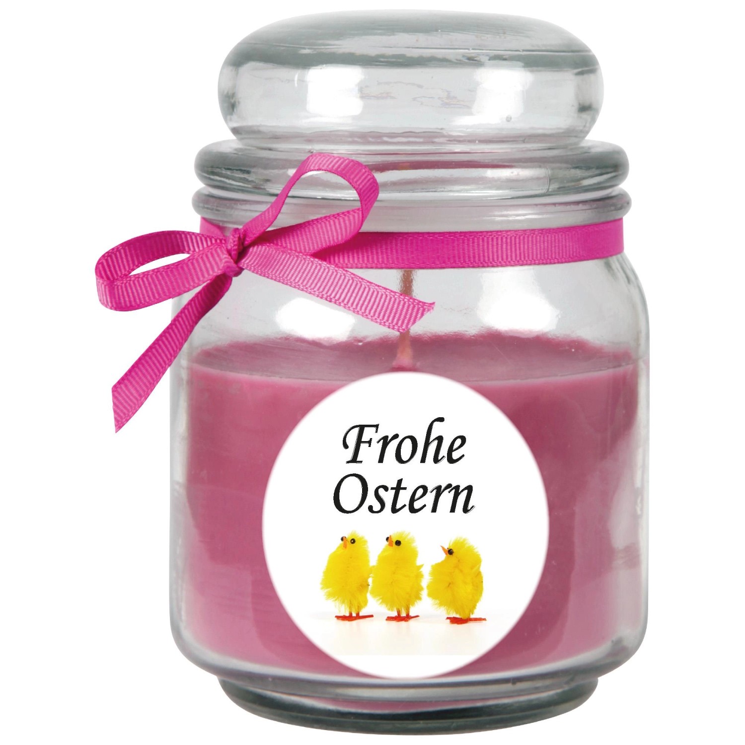 HS Candle Duftkerze & Glas Frohe Ostern Bonbon Ø9 cm Lavendel Küken günstig online kaufen