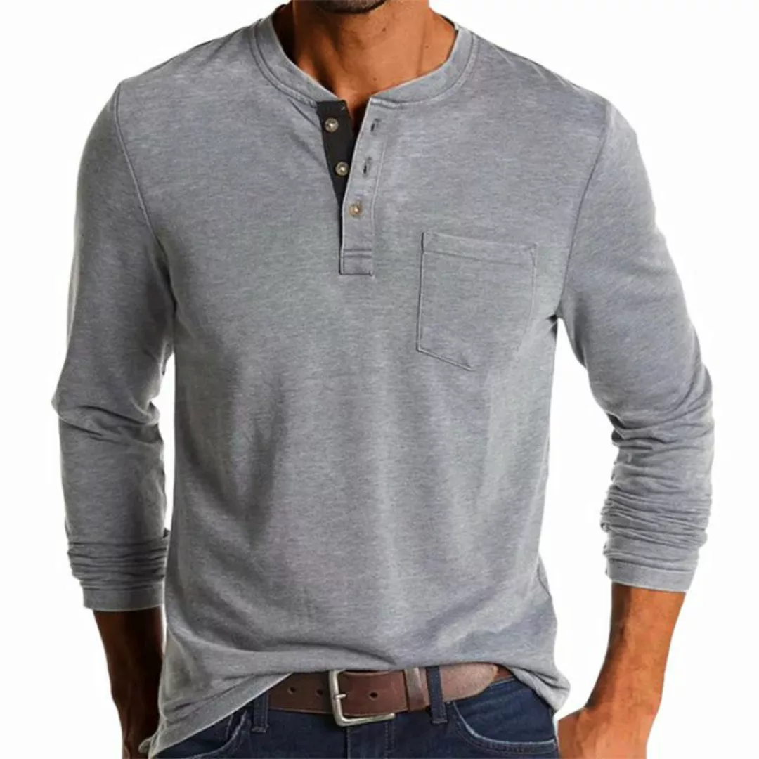 LAPA Langarmshirt Herren Henley-Shirt Langarm Pullover Hemden Slim-Fit Basi günstig online kaufen