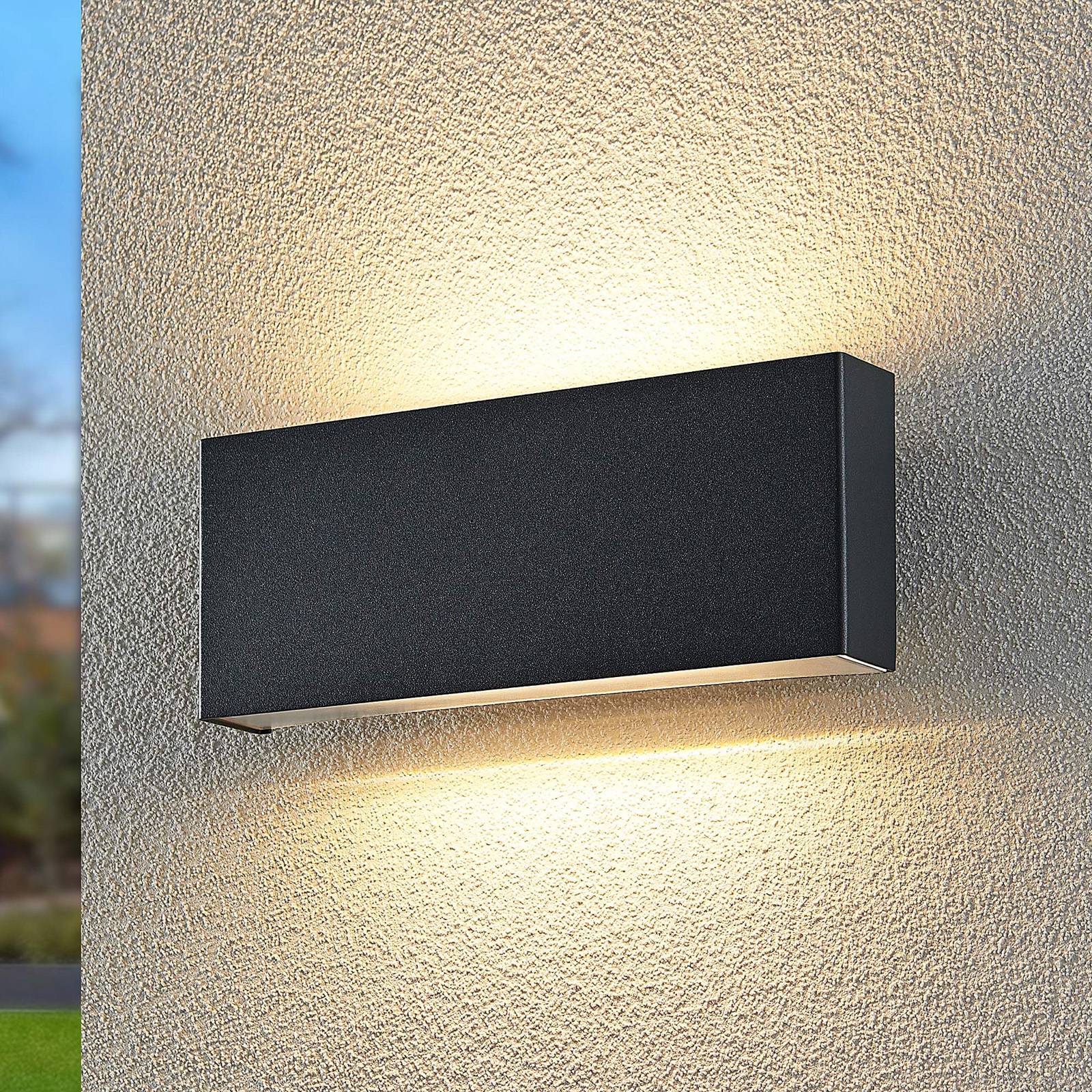 Lindby Kiban LED-Außenwandlampe in Dunkelgrau günstig online kaufen
