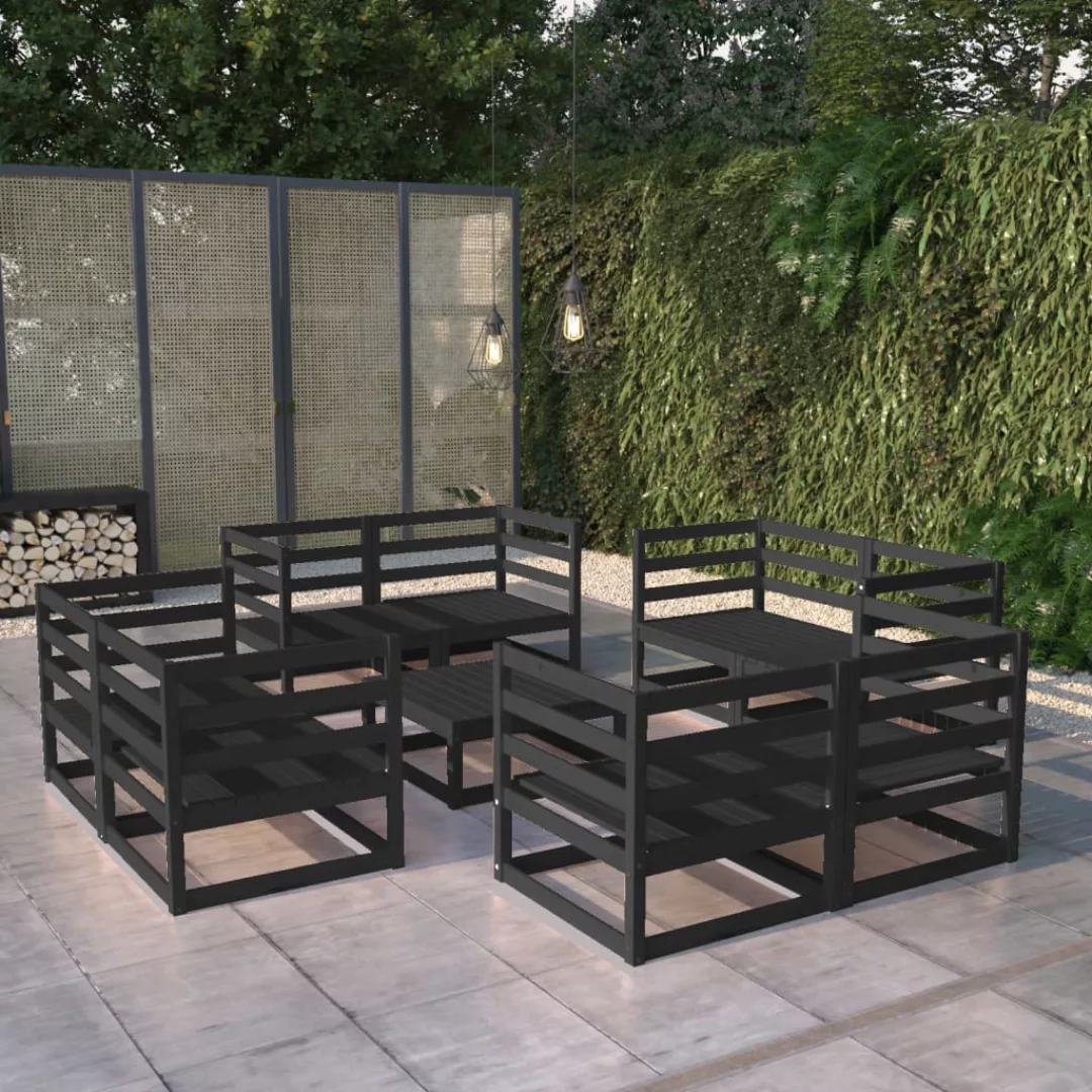 9-tlg. Garten-lounge-set Schwarz Massivholz Kiefer günstig online kaufen