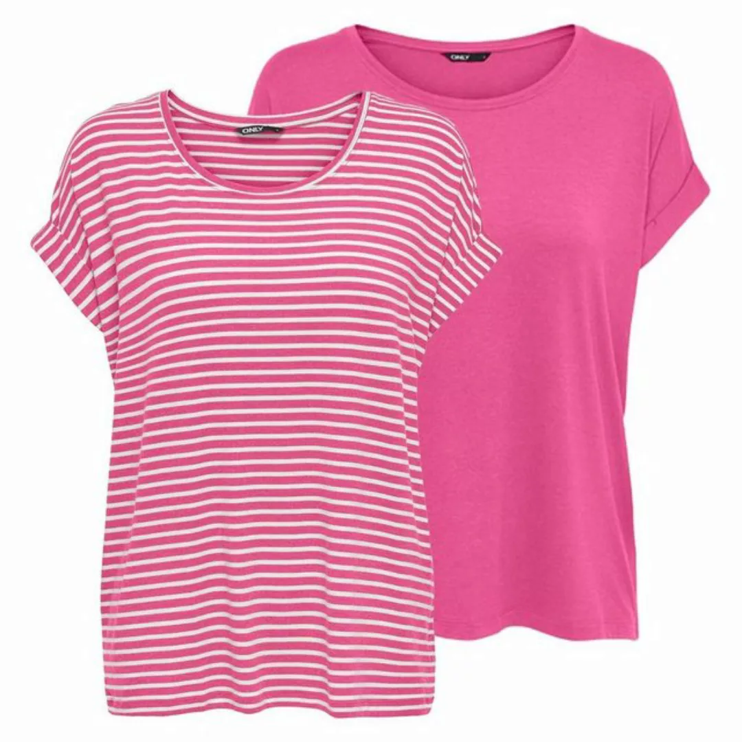 Only Damen O-Neck Top T-Shirt MOSTER 2er Pack Basic Kurzarm Rundhals Shirt günstig online kaufen