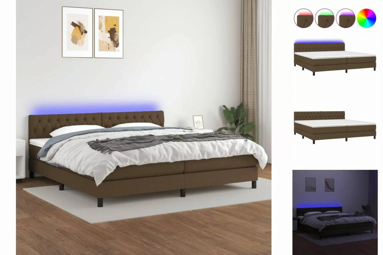 vidaXL Boxspringbett Bett Boxspringbett komplett mit Matratze & LED Stoff ( günstig online kaufen