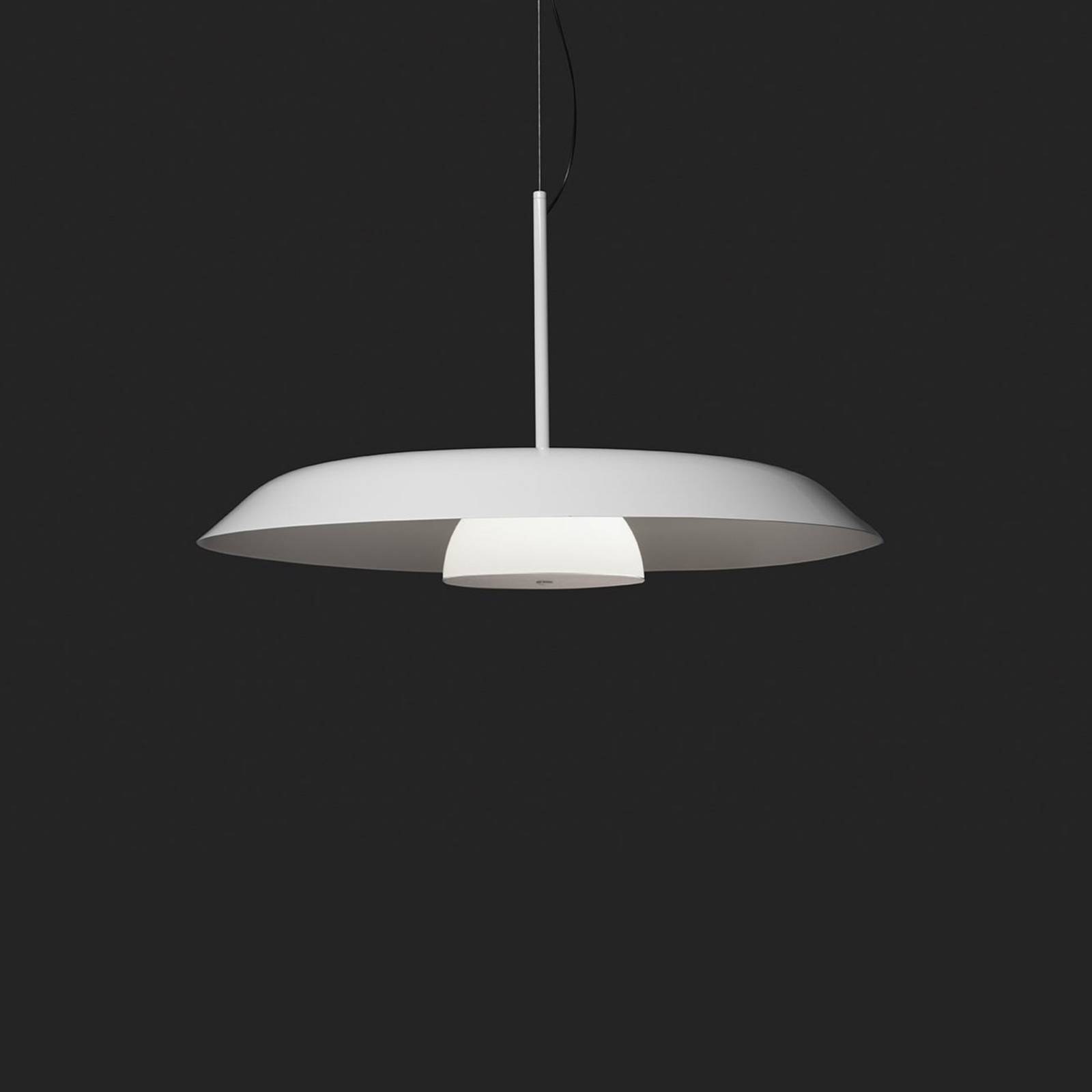 Oluce LED-Hängelampe Iride, Ø 55 cm, weiß, Metall, Glas günstig online kaufen