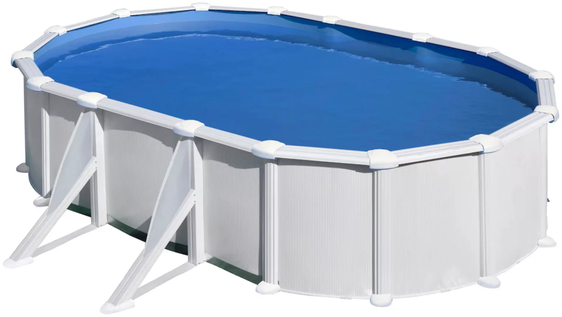 Gre Stahlwand-Pool Atlantis 610 cm x 375 cm x 132 cm Oval Weiß günstig online kaufen