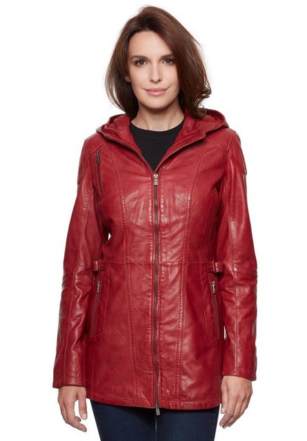 Jilani Lederjacke Catina #KJ Jilani - Damen Ledermantel Lammnappa rot Pflan günstig online kaufen