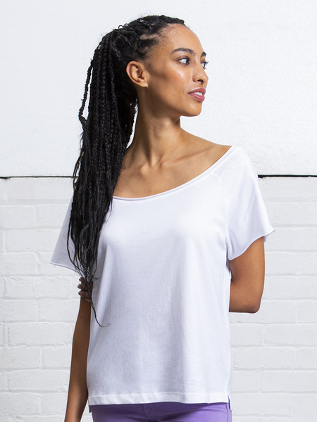 Damen T-shirt Flash Dance, Weiter Schulterfreier Ausschnitt günstig online kaufen