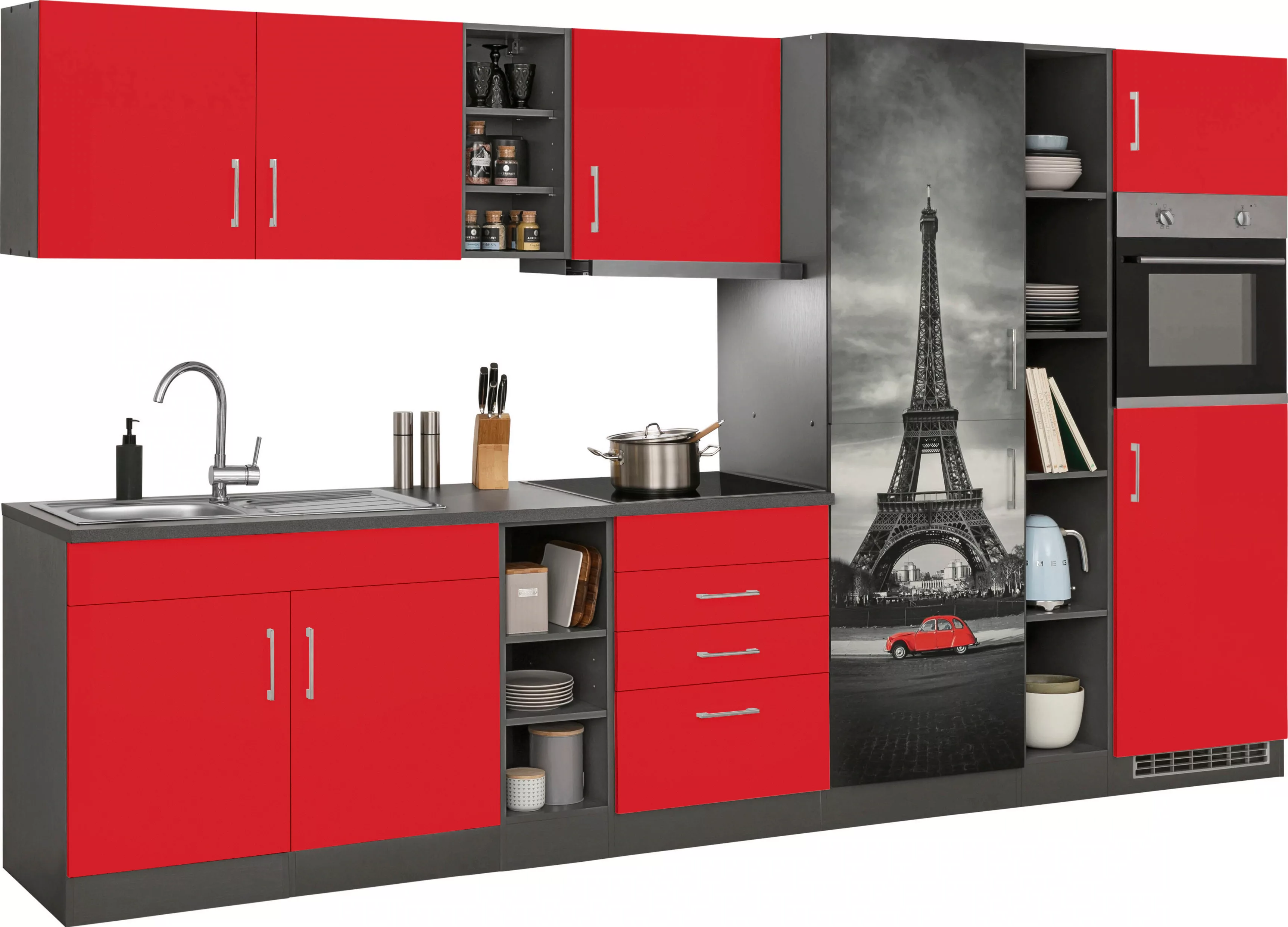 HELD MÖBEL Küchenzeile "Paris", mit E-Geräten, Breite 390 cm günstig online kaufen