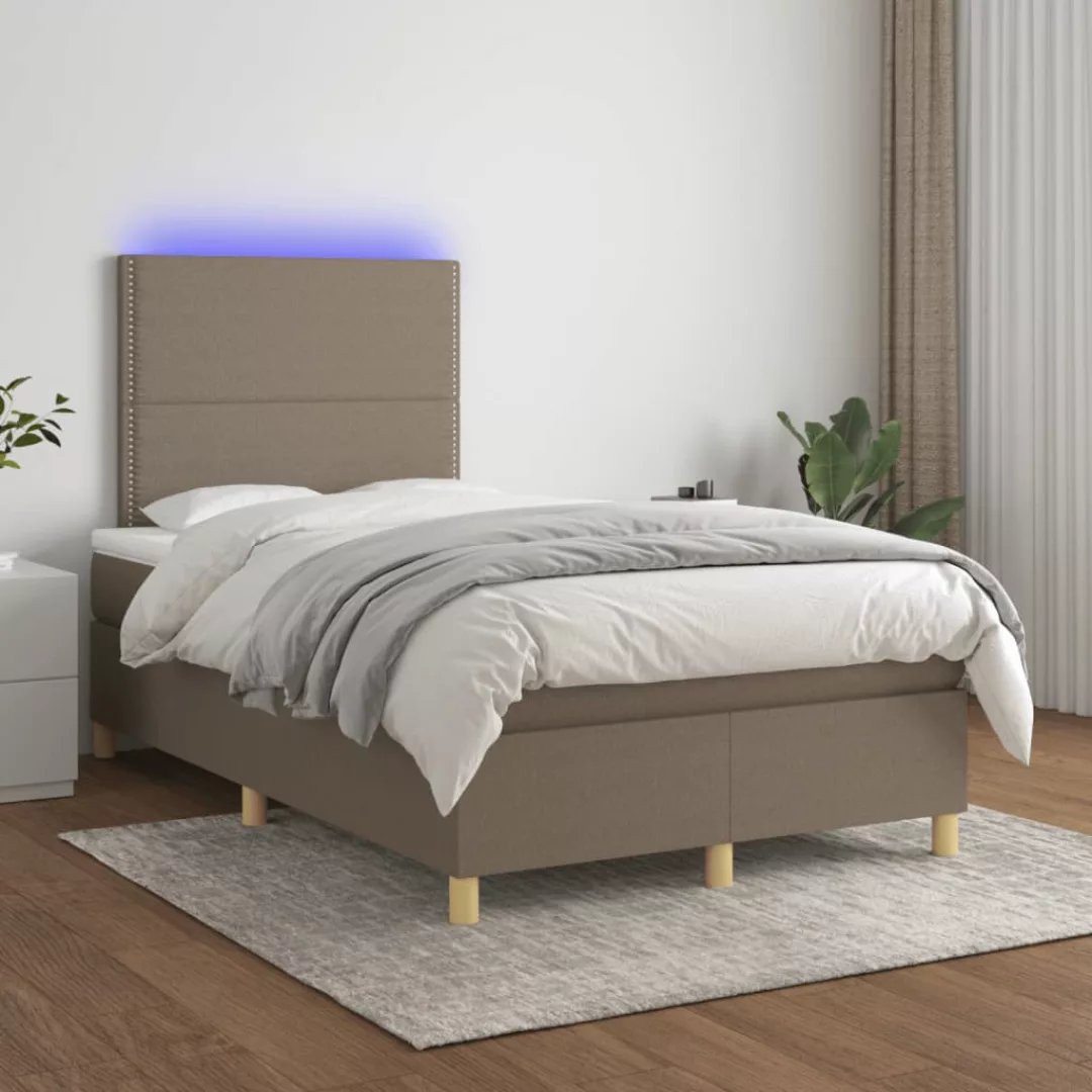 vidaXL Bettgestell Boxspringbett mit Matratze LED Taupe 120x200 cm Stoff Be günstig online kaufen