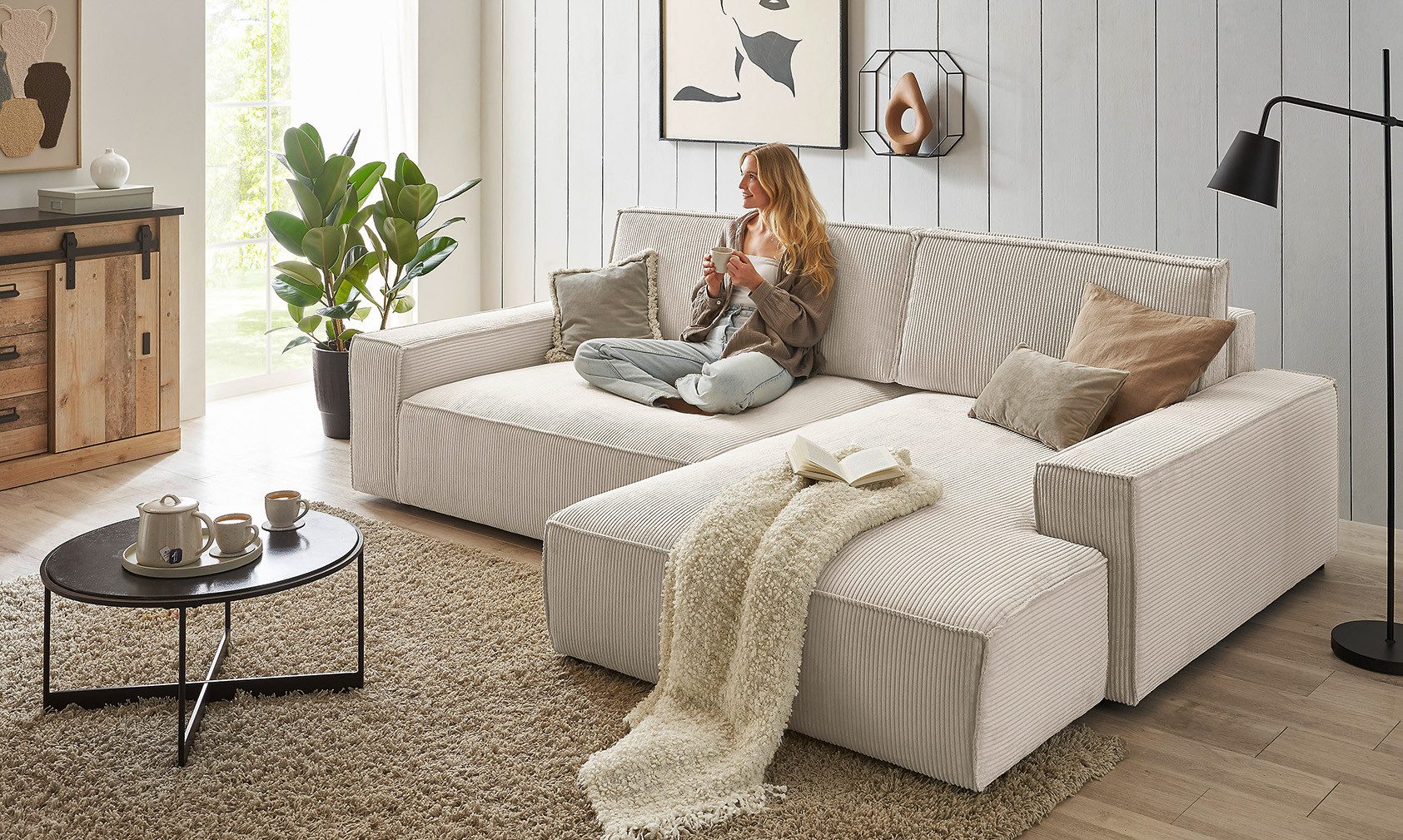 Home affaire Ecksofa "NEU: SHERWOOD XXL 284, Big-Sofa L-Form, tiefe Sitzflä günstig online kaufen