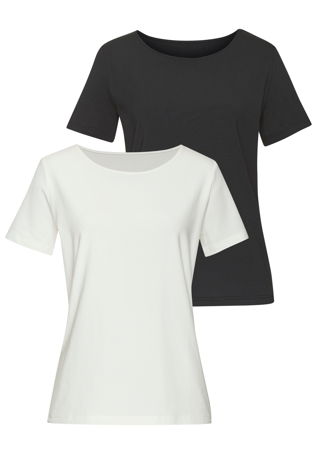 LASCANA T-Shirt "mit Rundhals-Ausschnitt", (2er-Pack), aus elastischer Baum günstig online kaufen