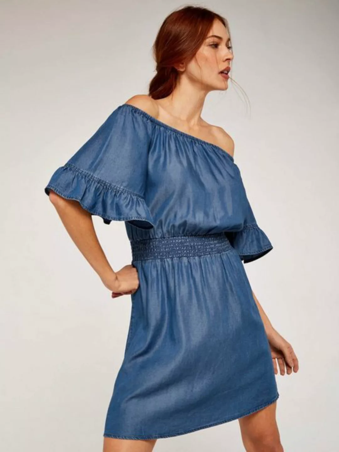 Apricot Sommerkleid Denim, mit gesmokter Taille günstig online kaufen