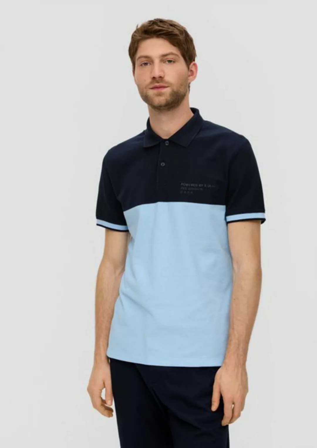 s.Oliver Kurzarmshirt Poloshirt mit Artwork Kontrast-Details günstig online kaufen