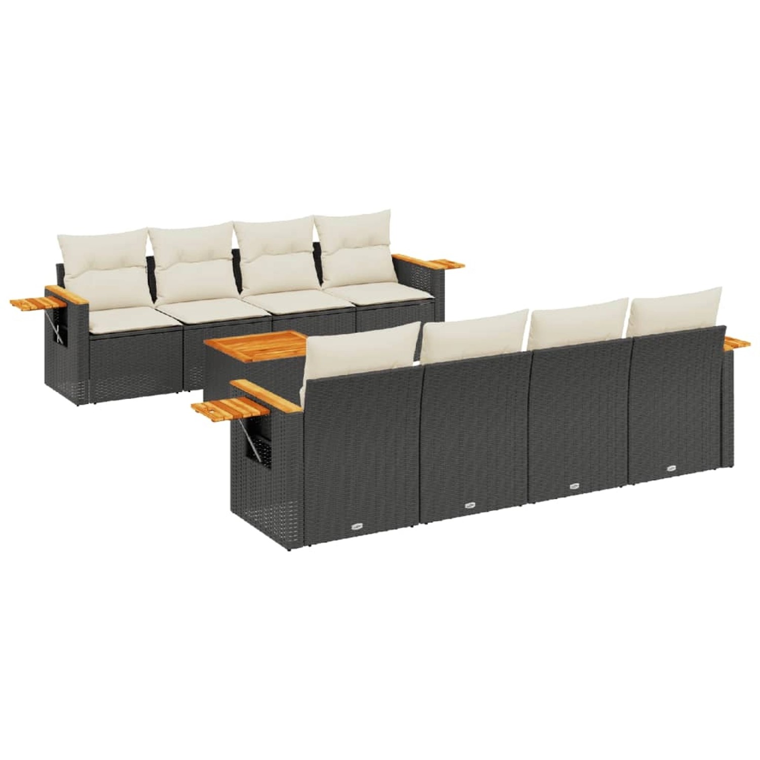 vidaXL 9-Tlg Garten-Sofagarnitur mit Kissen Schwarz Poly Rattan 3259060 günstig online kaufen