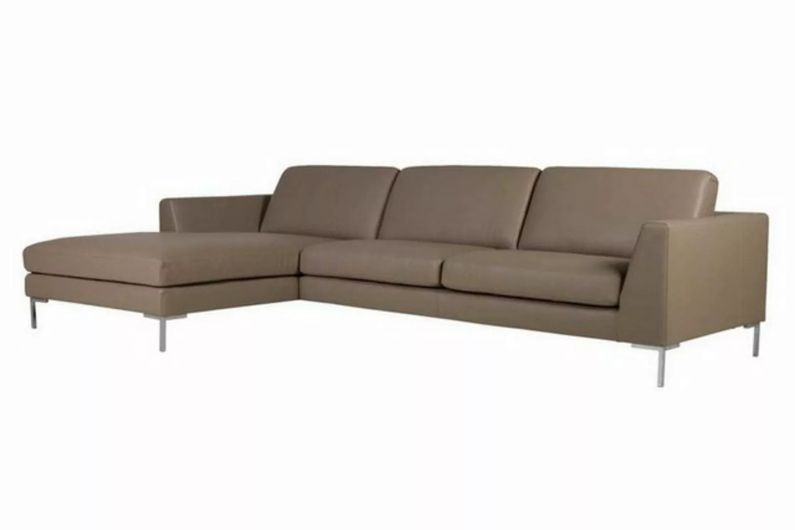 daslagerhaus living Big-Sofa Ecksofa Oslo Leder graubraun günstig online kaufen