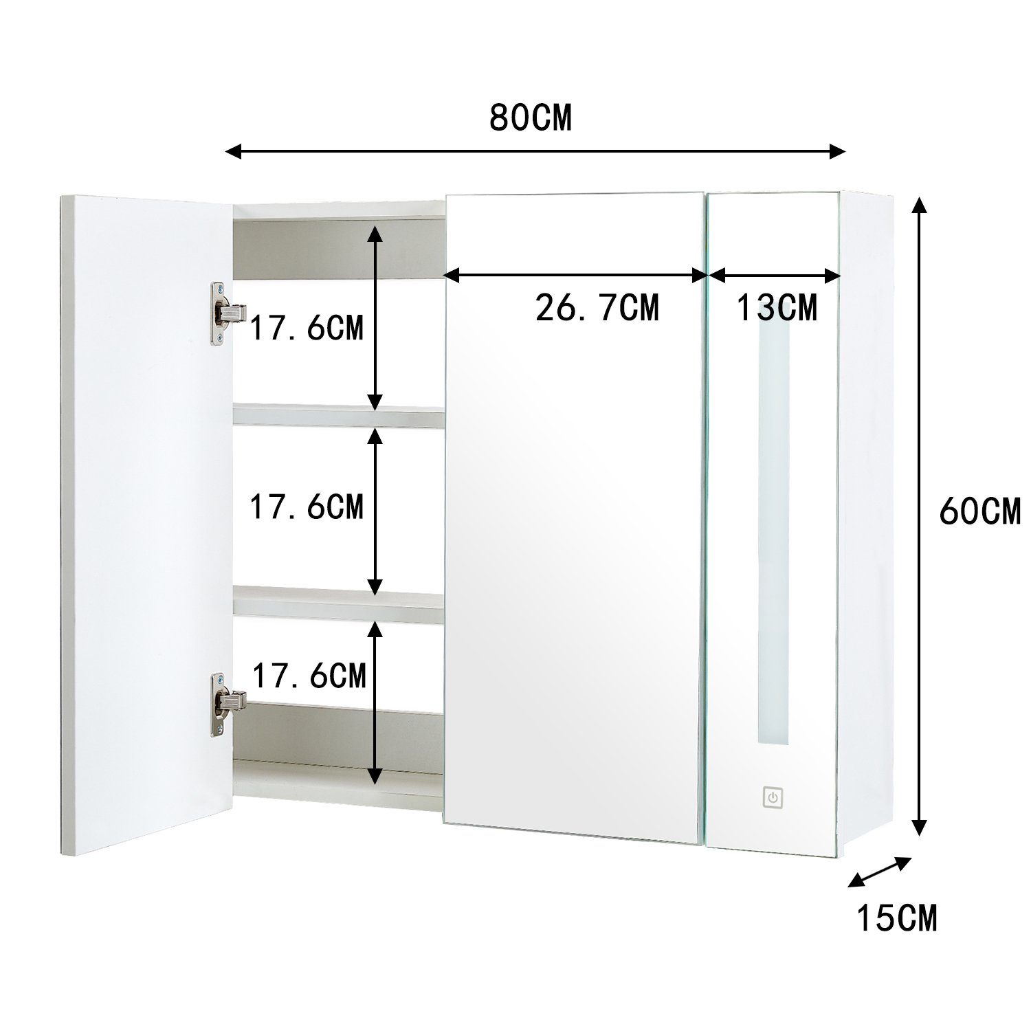 Ofcasa Badezimmerspiegelschrank 80x15x60cm Hängeschrank (1er Set) günstig online kaufen