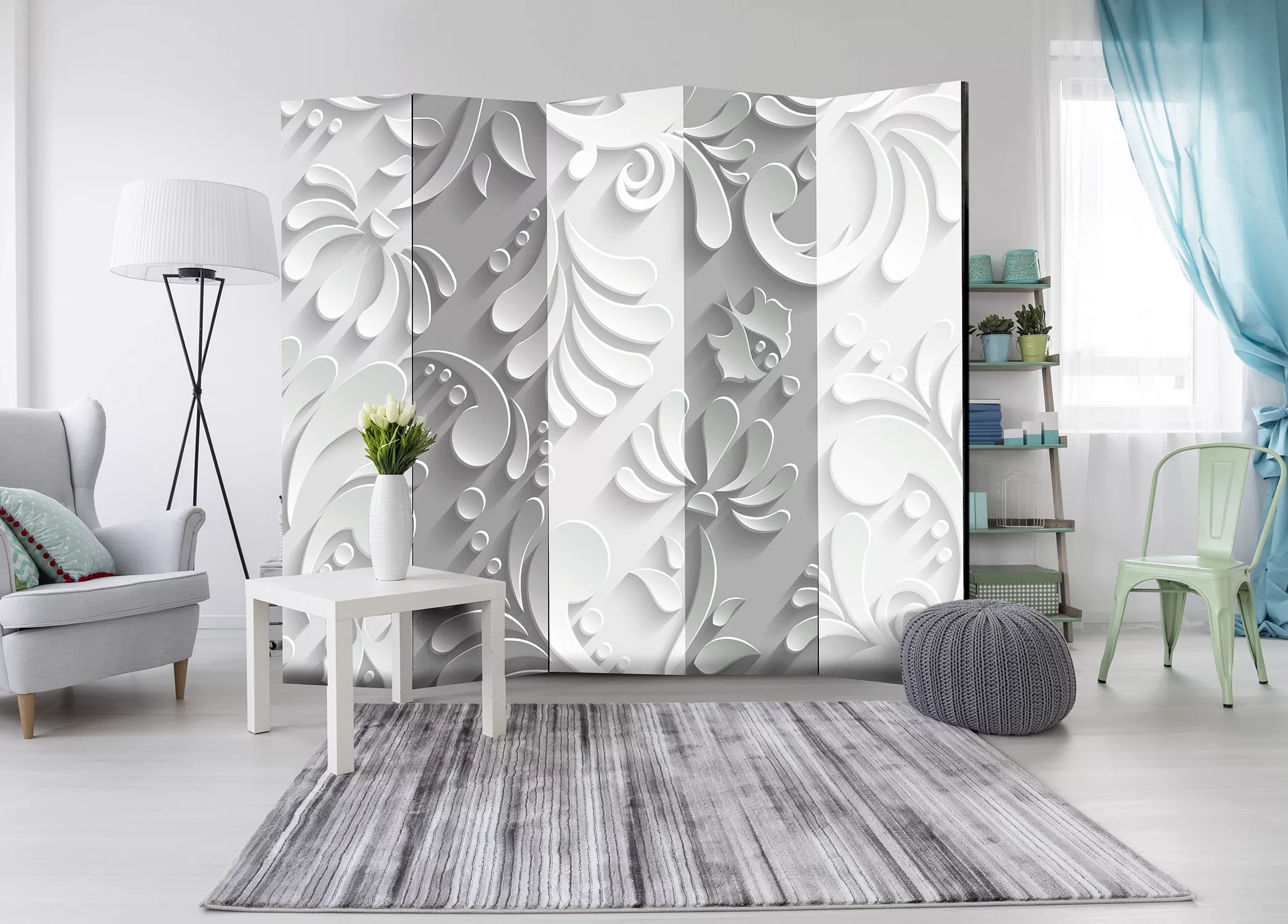 5-teiliges Paravent - Room Divider – Plan Motif Ii günstig online kaufen