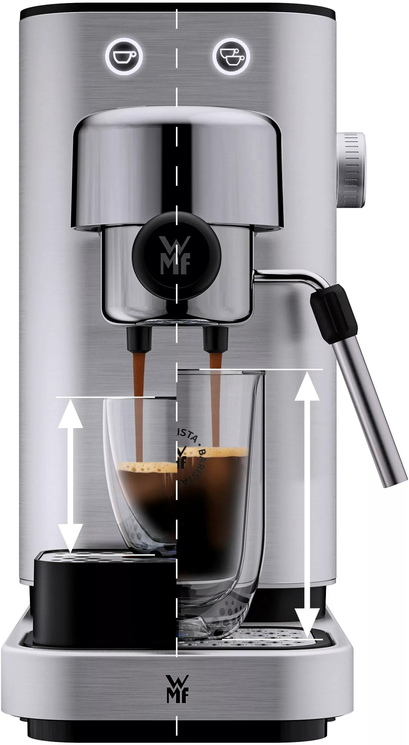 WMF Espressomaschine »LONO«, kompakt, elegant, 15 bar, 1350 Watt, Milchscha günstig online kaufen