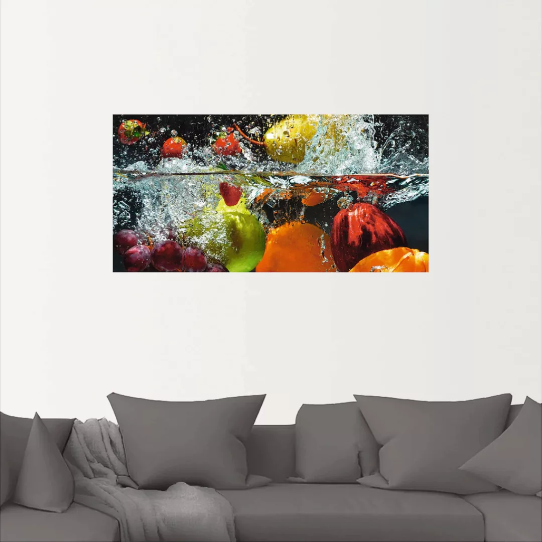 Artland Wandbild "Spritzendes Obst auf dem Wasser", Lebensmittel, (1 St.) günstig online kaufen