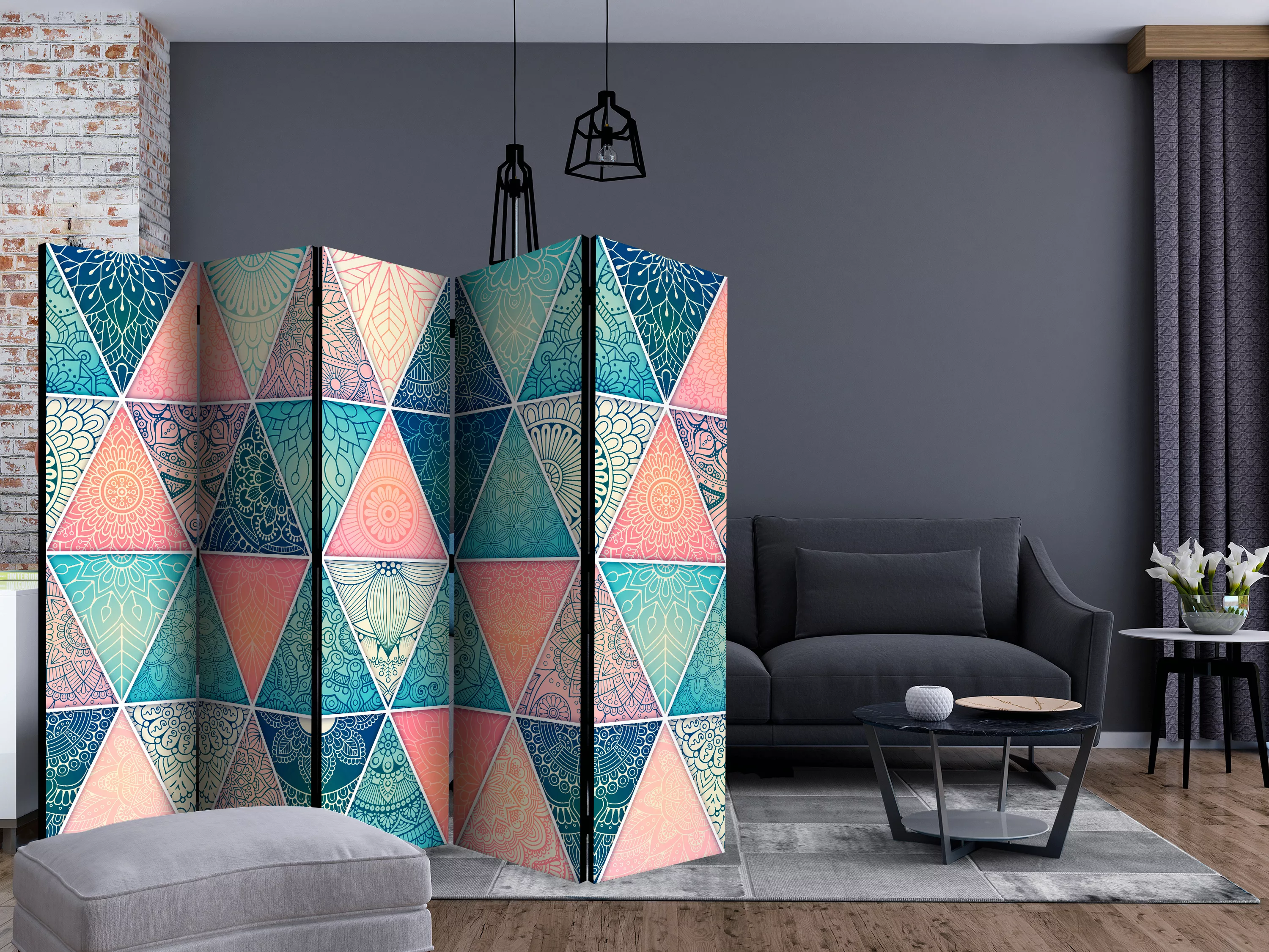 5-teiliges Paravent - Oriental Triangles Ii [room Dividers] günstig online kaufen