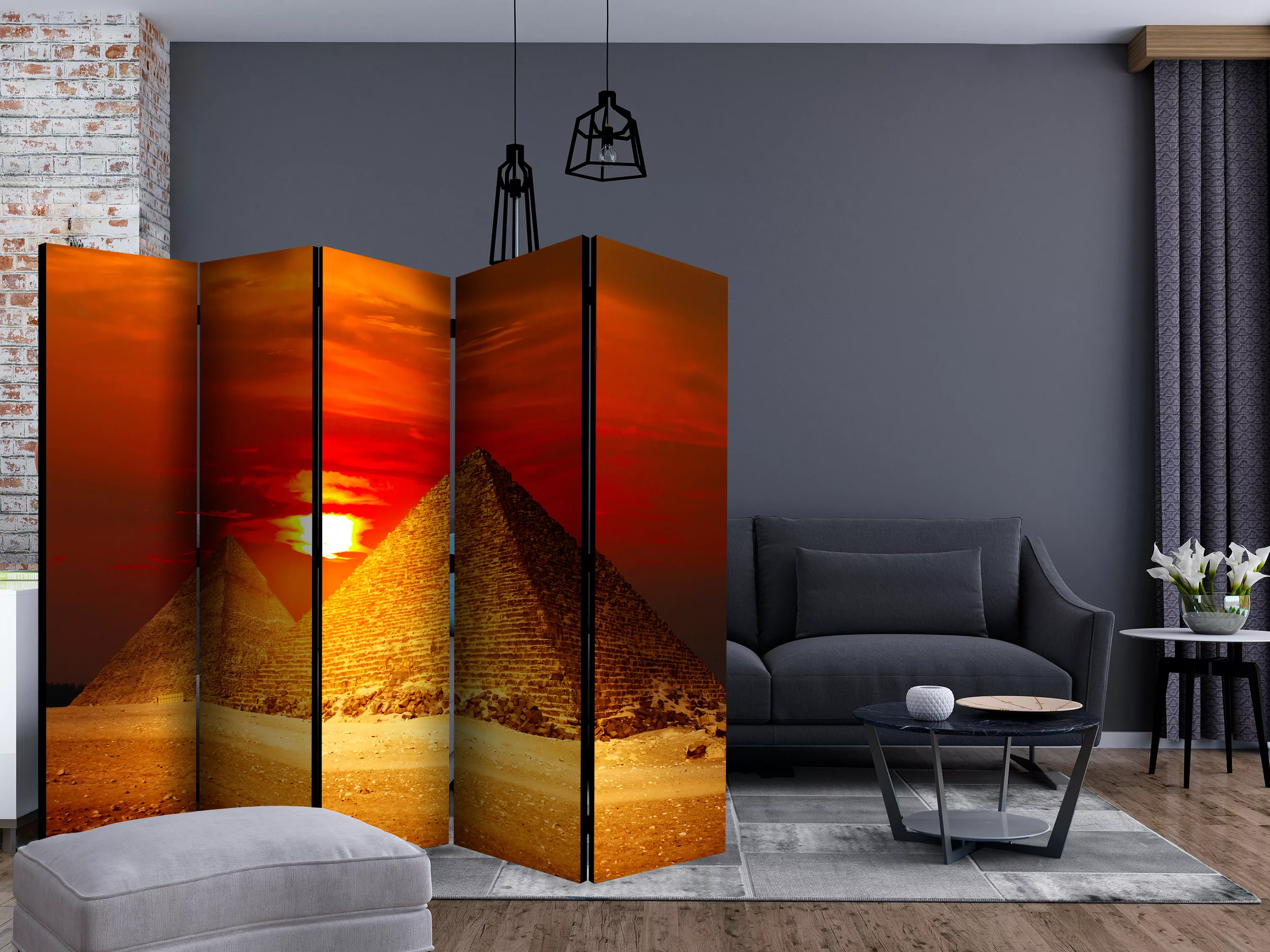 5-teiliges Paravent - The Giza Necropolis - Sunset Ii [room Dividers] günstig online kaufen