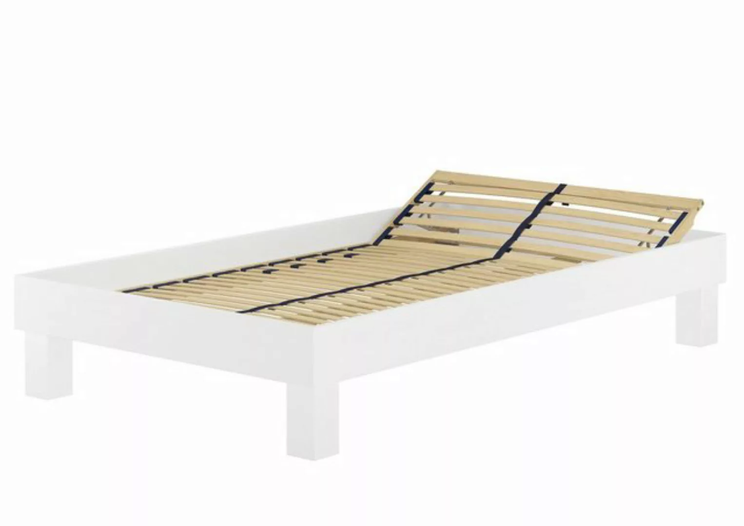 ERST-HOLZ Bett Hohes Einzelbett Gästebett Buche massiv weiß 120x200, Buchew günstig online kaufen