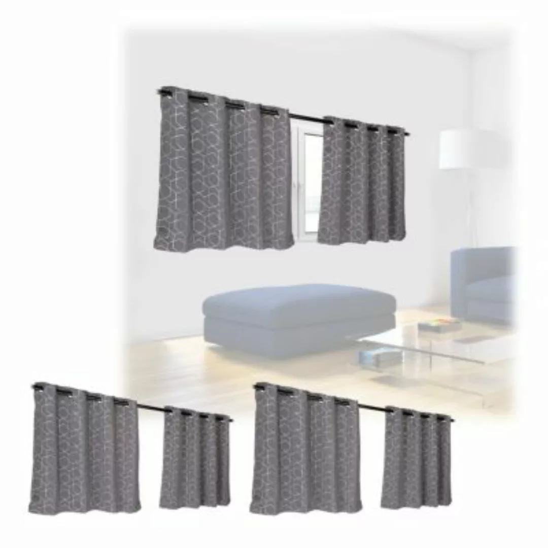 relaxdays 6 x Vorhang mit Muster 90 x 135 cm grau günstig online kaufen