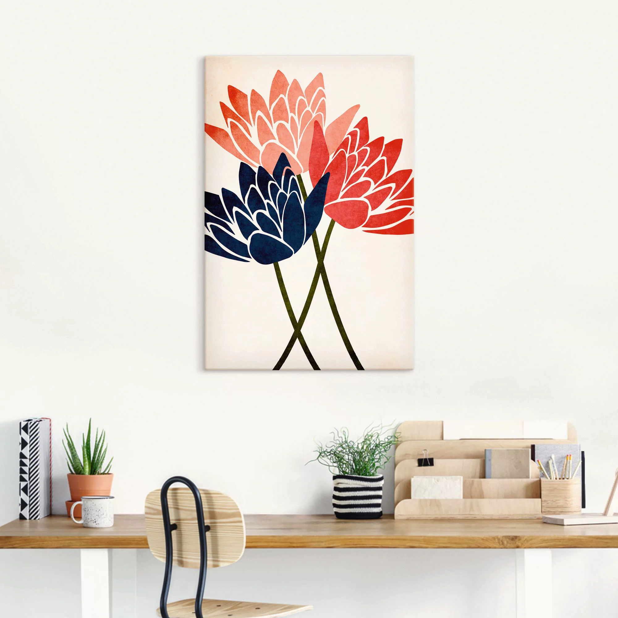 Artland Leinwandbild "Drei Blüten", Blumenbilder, (1 St.), auf Keilrahmen g günstig online kaufen