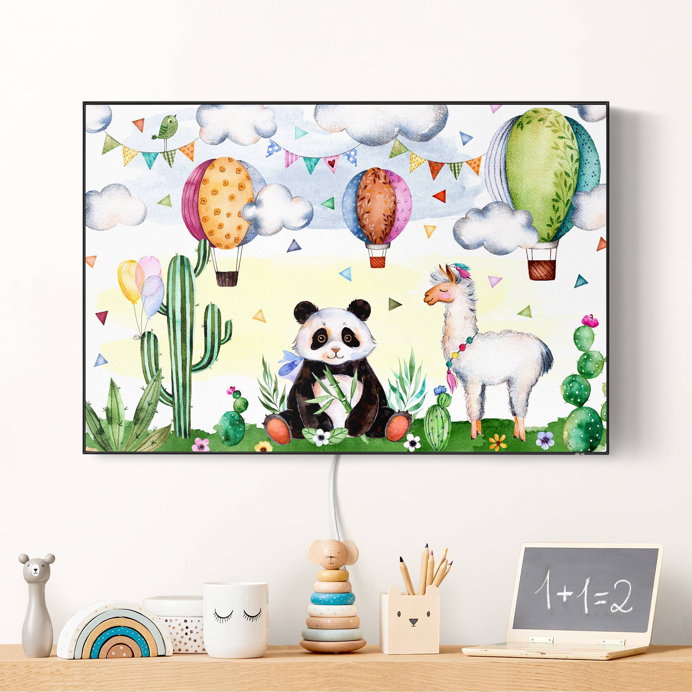 LED-Wechselbild Panda und Lama Aquarell günstig online kaufen