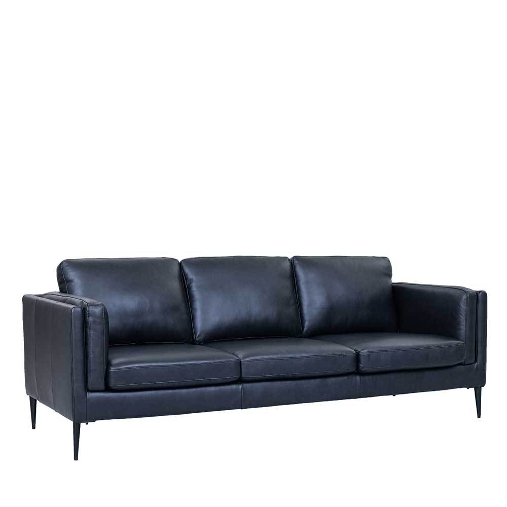 Ledersofa Couch mit Fußgestell aus Metall und Armlehnen günstig online kaufen