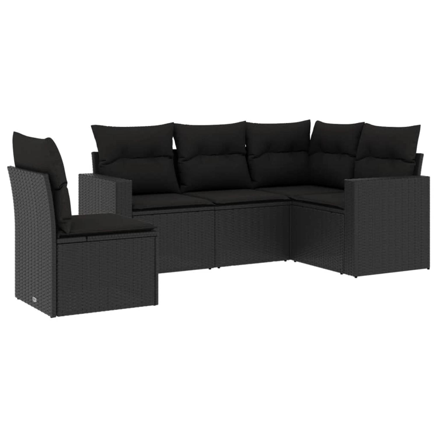 vidaXL 5-tlg Garten-Sofagarnitur mit Kissen Schwarz Poly Rattan Modell 13 günstig online kaufen