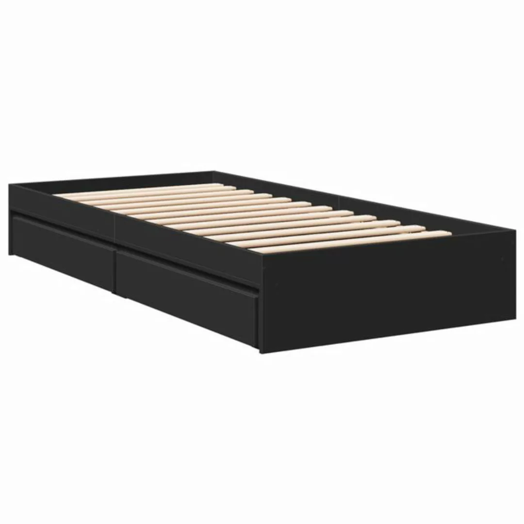 vidaXL Bett, Bettgestell mit Schubladen Schwarz 90x190 cm Holzwerkstoff günstig online kaufen