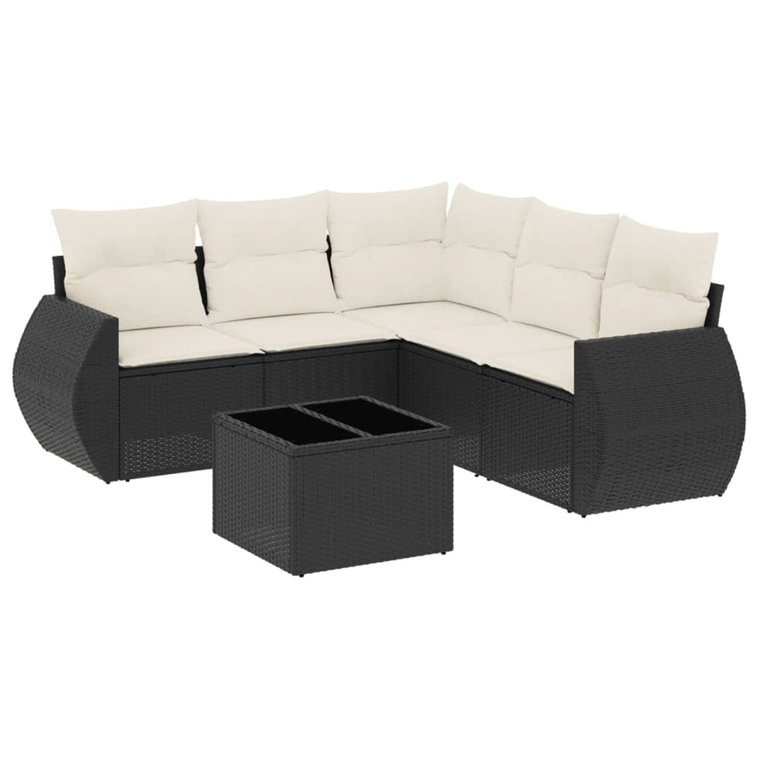 vidaXL 6-Tlg Garten-Sofagarnitur mit Kissen Schwarz Poly Rattan 3221355 günstig online kaufen