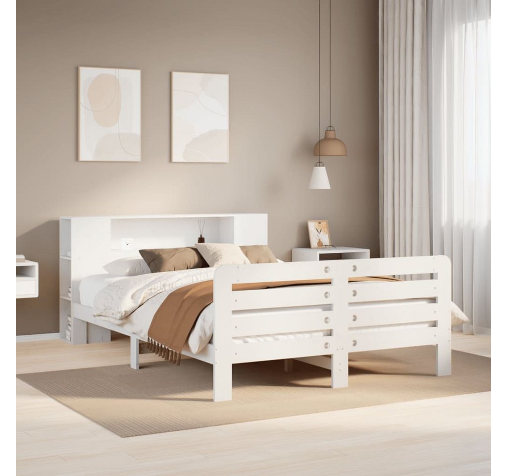 vidaXL Bett, Massivholzbett ohne Matratze Weiß 160x200 Kiefernholz günstig online kaufen