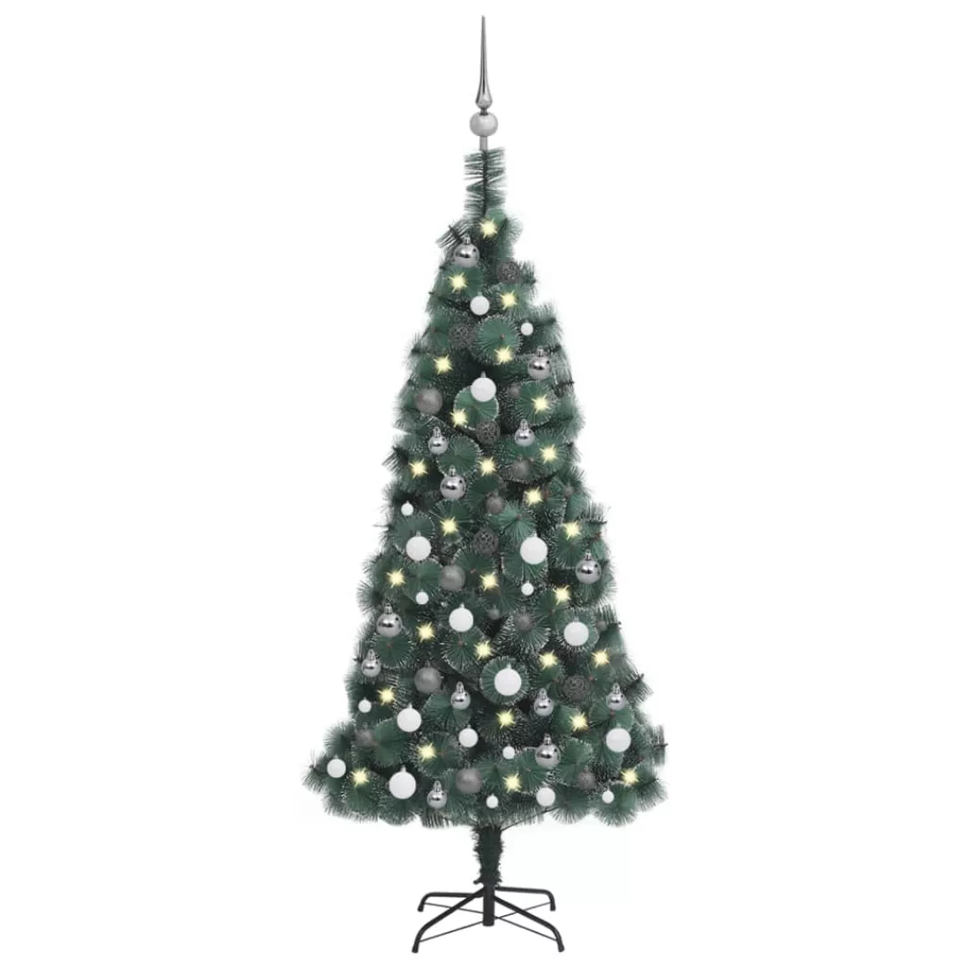 Künstlicher Weihnachtsbaum Leds & Kugeln Grün 150 Cm Pvc & Pe günstig online kaufen