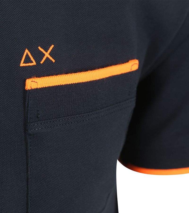 Sun68 Piqué T-Shirt Fluo Stripe Navy - Größe XL günstig online kaufen