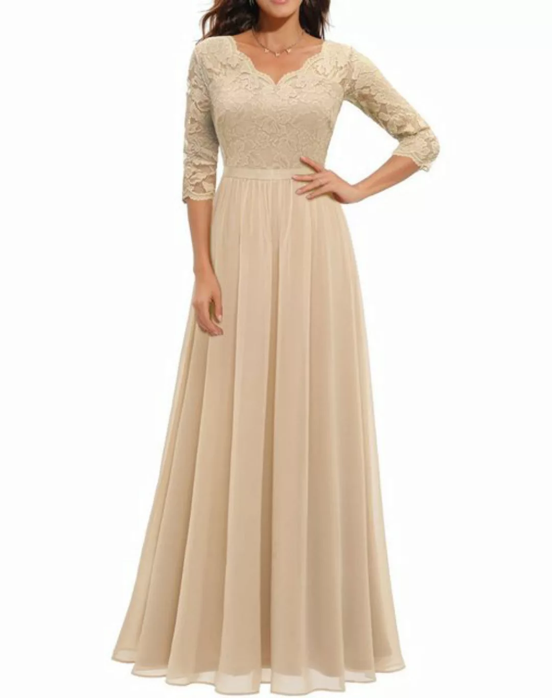 ZWY Abendkleid Kleid Spitze gespleißt lange Taille elegantes Kleid günstig online kaufen