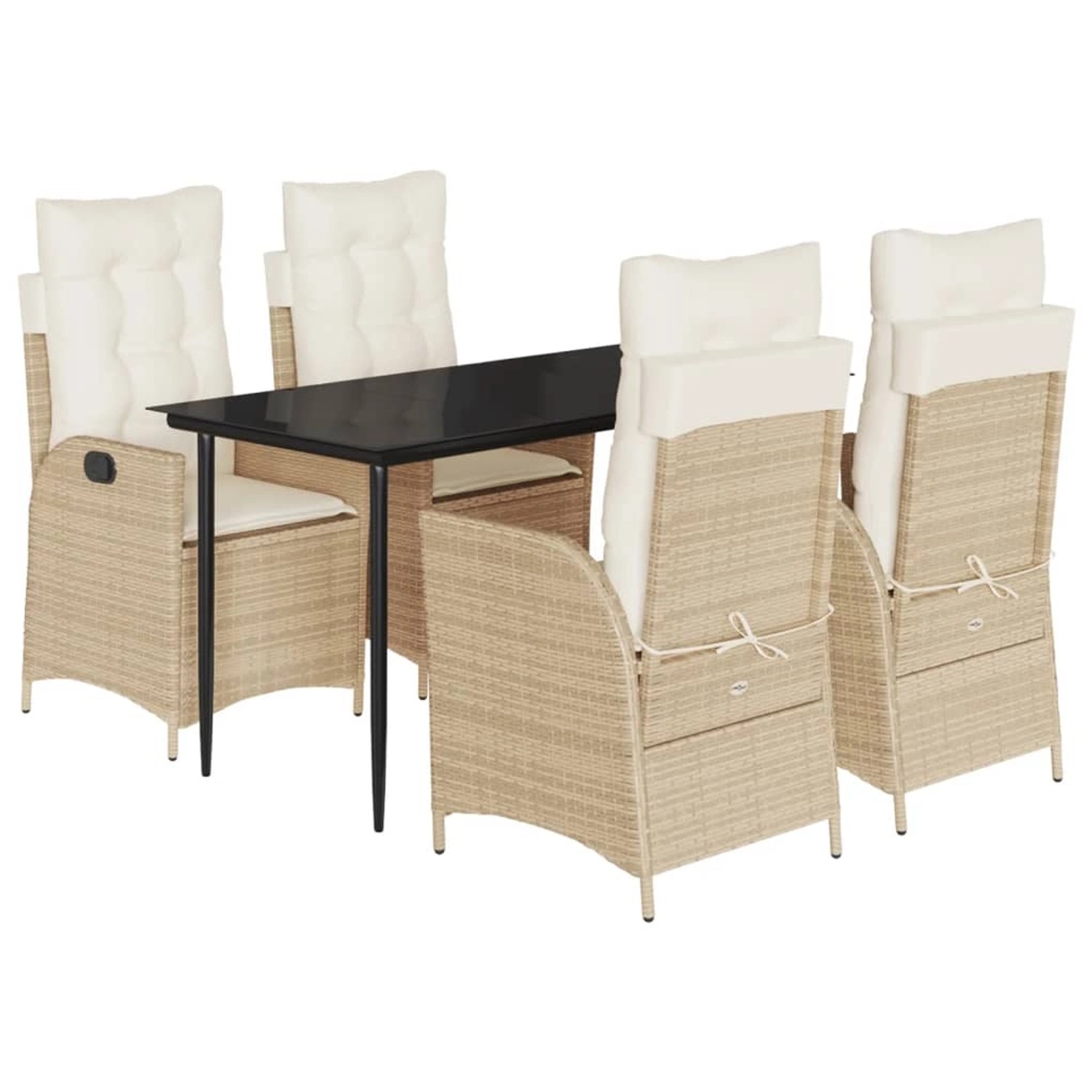 vidaXL 5-Tlg Garten-Essgruppe mit Kissen Beige Poly Rattan 3213237 günstig online kaufen