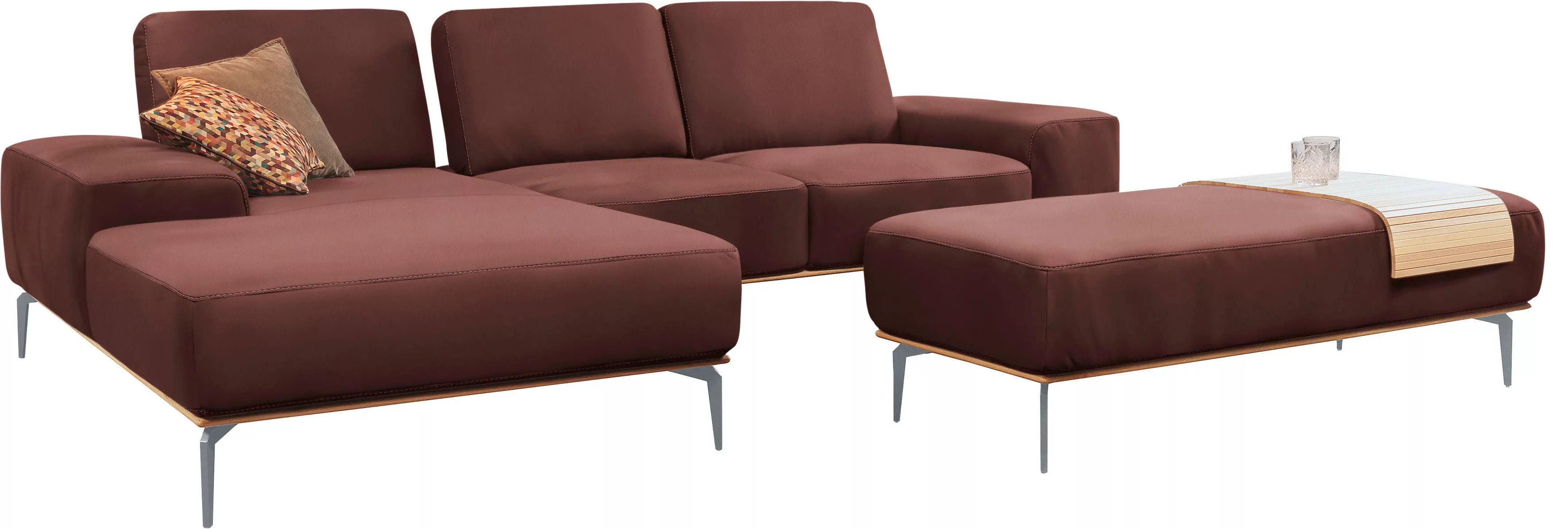 W.SCHILLIG Ecksofa run, mit elegantem Holzsockel, Füße in Silber matt, Brei günstig online kaufen