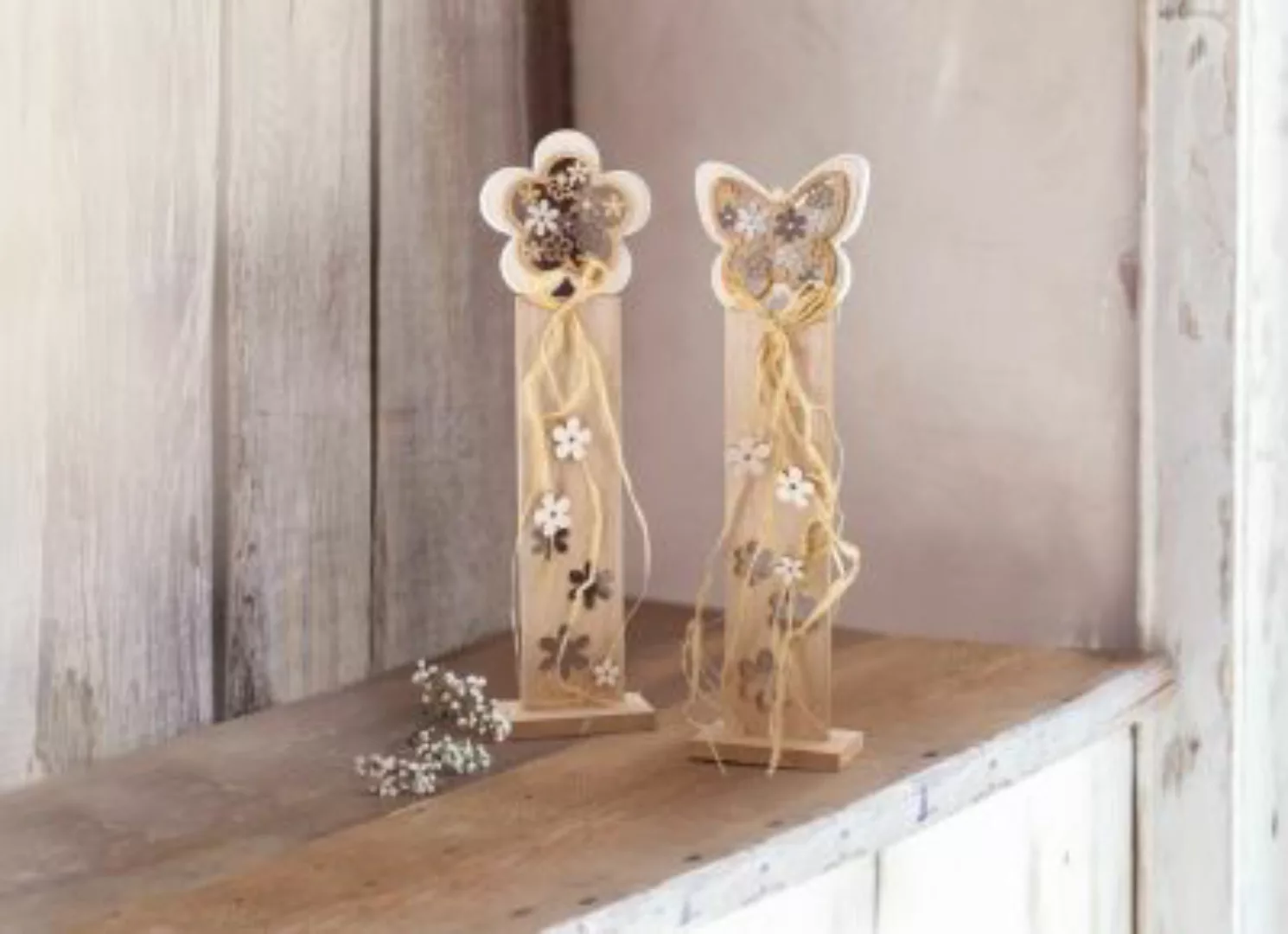 HOME Living Säule Schmetterling & Blume Dekoobjekte bunt günstig online kaufen