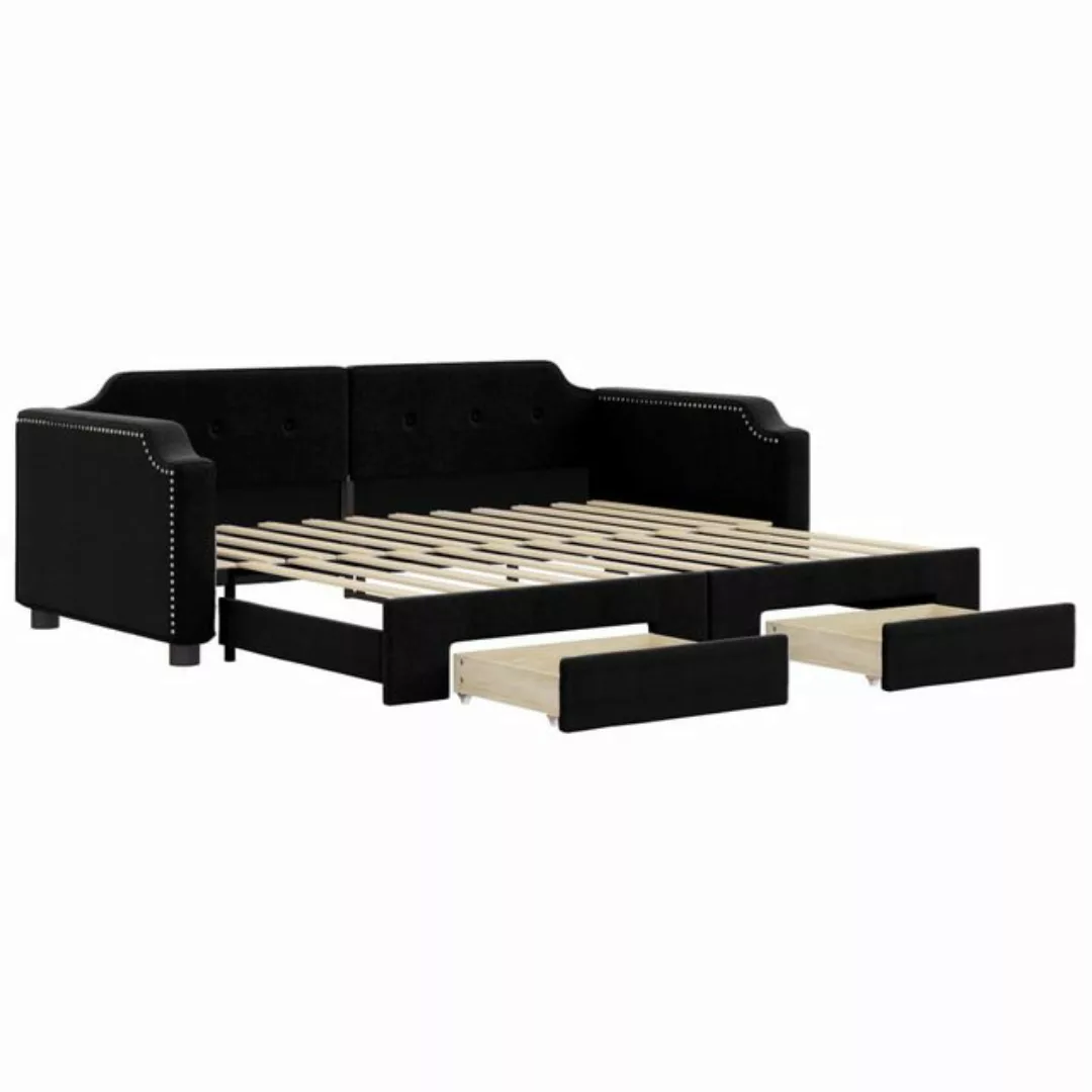 vidaXL Gästebett Gästebett Tagesbett Ausziehbar mit Schubladen Schwarz 90x2 günstig online kaufen