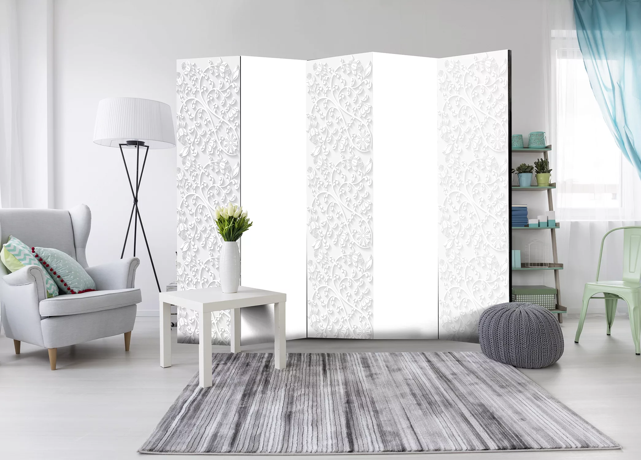 5-teiliges Paravent - Room Divider – Floral Pattern Ii günstig online kaufen