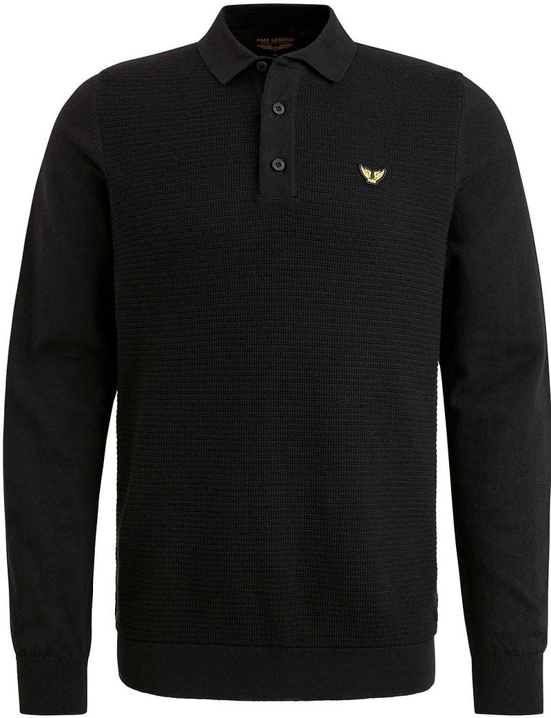 PME Legend Long Sleeve Poloshirt Schwarz - Größe L günstig online kaufen