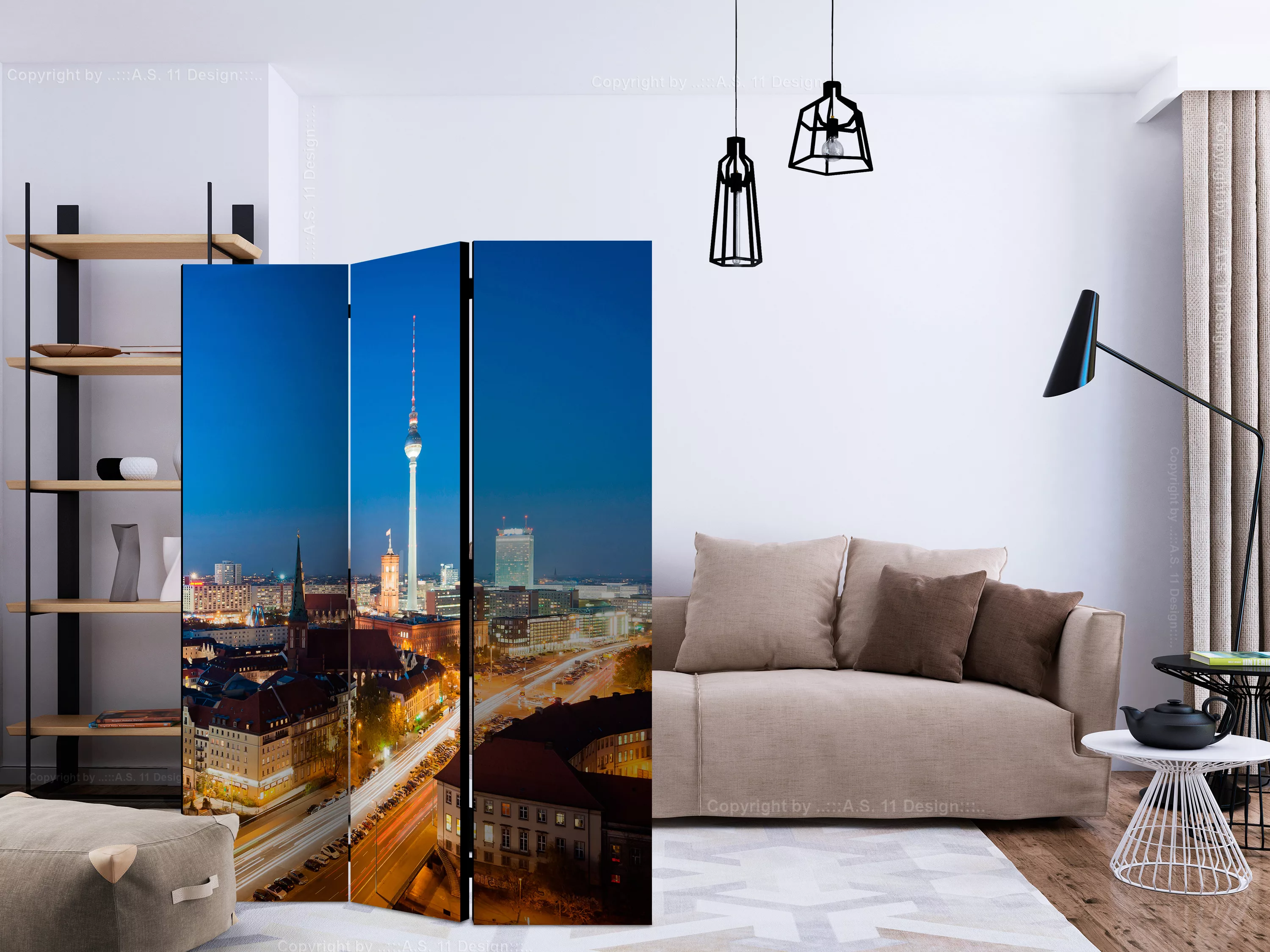3-teiliges Paravent - Berlin By Night [room Dividers] günstig online kaufen