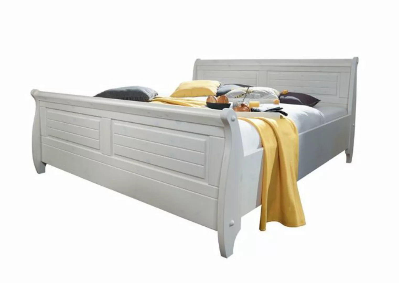 G+K Möbelvertriebs GmbH Bett aus Kiefer massiv gewachst in weiß. Abmessunge günstig online kaufen