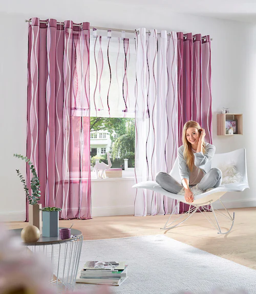 my home Gardine »Dimona«, (2 St.), 2er-Set, transparent, Voile, Polyester günstig online kaufen