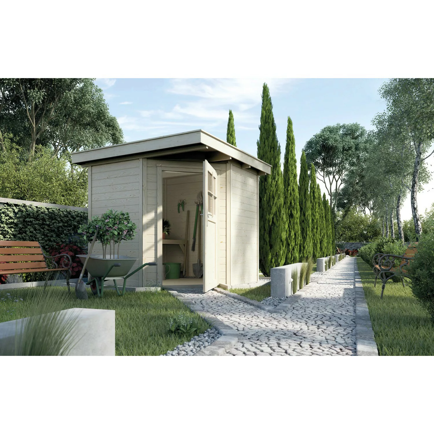 Weka Holz-Gartenhaus Angolo Flachdach Unbehandelt 209 cm x 244 cm günstig online kaufen