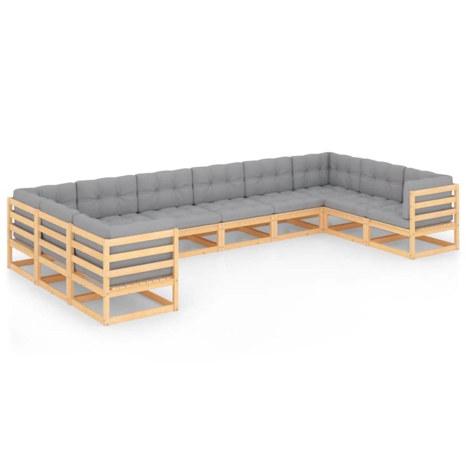 10-tlg. Garten-lounge-set Mit Kissen Kiefer Massivholz günstig online kaufen