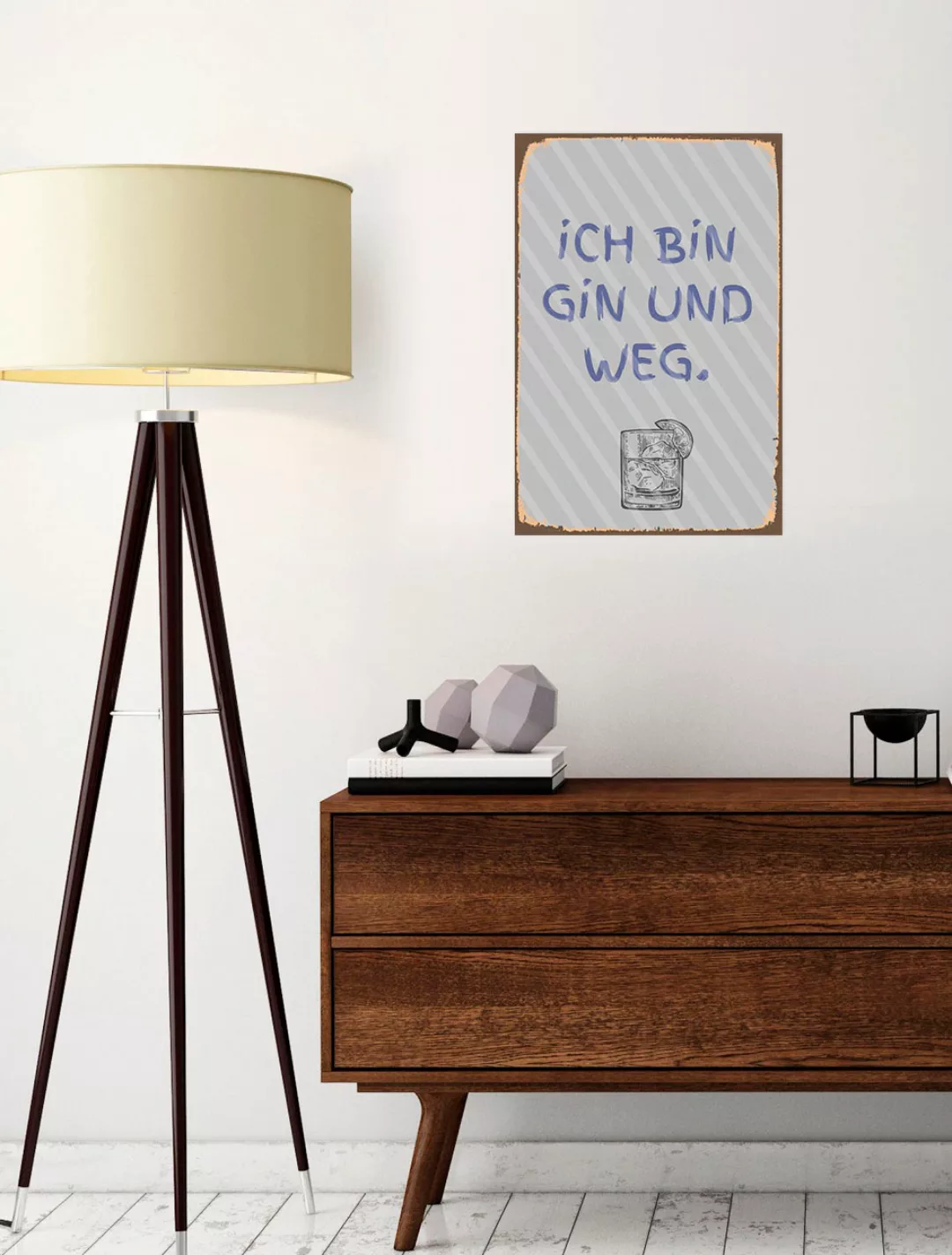 queence Metallbild "gin und weg", Schriftzüge, (1 St.), Stahlschilder günstig online kaufen