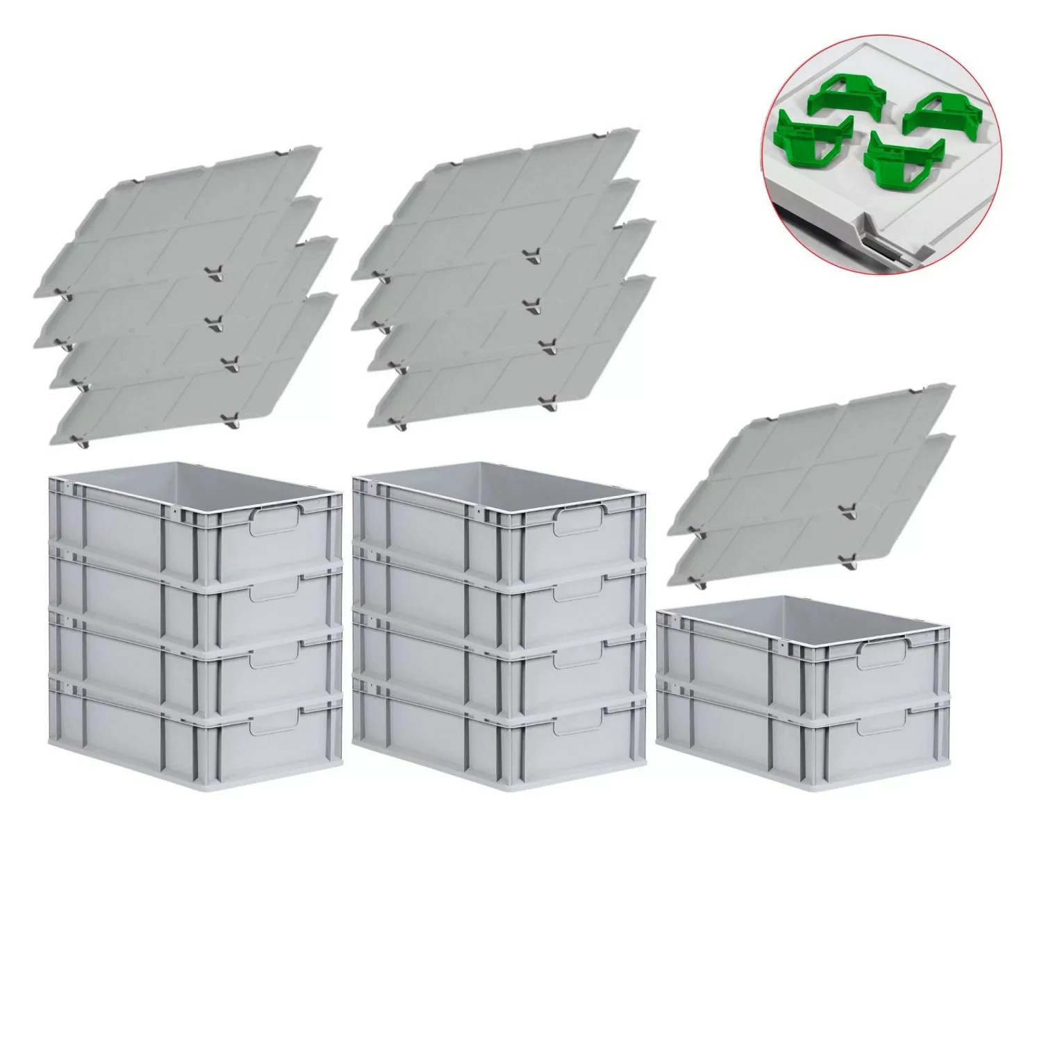 PROREGAL Spar Set 10x Eurobox Nextgen Economy Mit Auflagedeckel & 4x Schieb günstig online kaufen