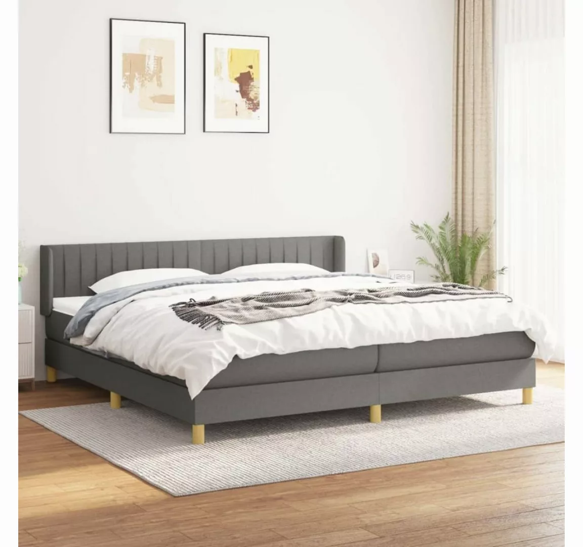 furnicato Bett Boxspringbett mit Matratze Dunkelgrau 200x200 cm Stoff günstig online kaufen